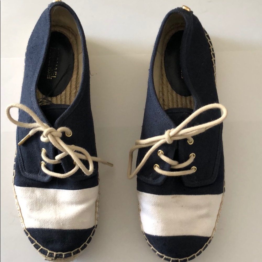 Michael Kors Blue & White shoes with Gold Accents